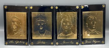 22K Gold Foil Lou Gehrig / Bob Feller / Jimmie Fox   Honus Wagner BaseballCards - 4 Total