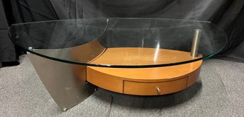 Elite Modern Coffee Table With Cherry Wood And Stainless Steel
