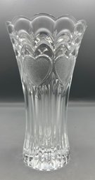 Frosted Cut Crystal Heart Pattern Vase