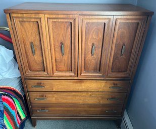 MCM Solid Wood Armoire With 4 Drawers