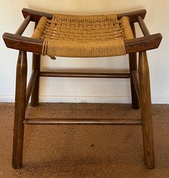 Wooden Wicker Stool With Cushion Included