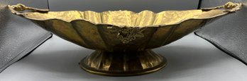 Vintage Polished Brass Decorative Bowl With Handles
