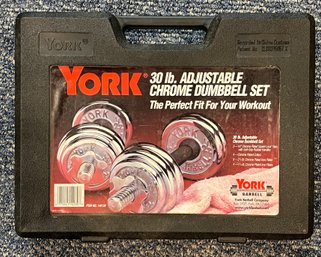 York 30lb Adjustable Chrome Dumbbell Set With Case