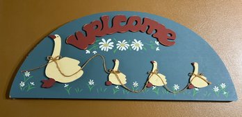 Decorative Hand Painted Wooden Wall Plaque - Welcome