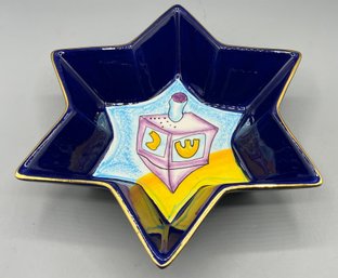 Palm Tree Co. Ceramic Star Shaped Dreidel Pattern Bowl