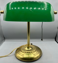 Brass And Glass Bankers Lamp