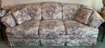 Cochrane Furniture Floral Upholstered Sofa With Two Throw Pillows