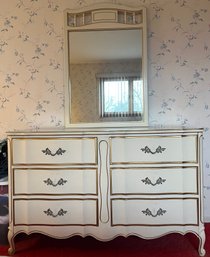 French Provincial Solid Wood 6-drawer Dresser With Mirror Included