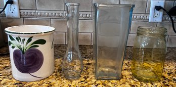 Assorted Glass Vases And Planter - 4 Piece Lot