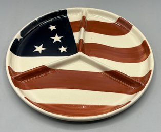 LTD Commodities American Flag Pattern Ceramic Sectional Serving Platter