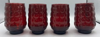 Anchor Hocking Royal Ruby Red Bubble Pattern Glass Tumbler Set - 8 Total