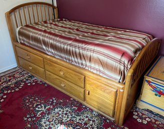 Solid Wood Twin Size Captains Bed