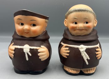 Vintage Goebel Friar Tuck Monk Porcelain Sugar Bowl & Creamer Set - Made In Germany - 2 Pieces Total