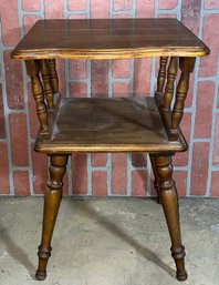 Vintage Wooden End Table With Shelf