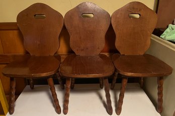 Vintage Solid Wood Childrens Chairs - 3 Total