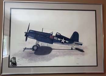 Pappy Boyington 'happy Landings' Signed J. Ficklen Lithograph 612/1000