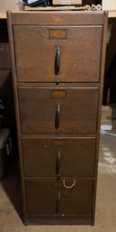 Vintage Utility Wooden 4 Drawer File Cabinet