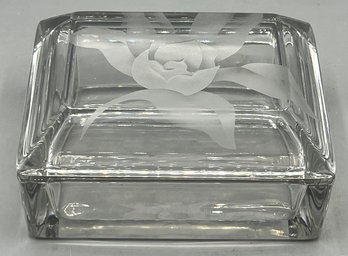 Frosted Glass Floral Pattern Covered Trinket Box