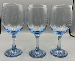 Libbey Misty Blue Swirl Wine Glass Set - 3 Total