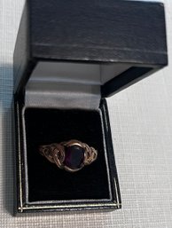 Gold Tone Amethyst Ring Size 13-14