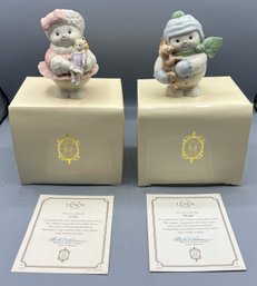 Lenox Classic Snowman Collection Porcelain Snowmen Figurines - 2 Total - Playful & Pretty - Boxes Included