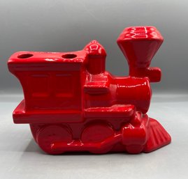 Red Ceramic Train Shaped Toothbrush Holder