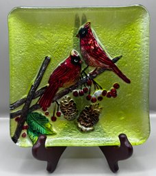 Fused Glass Cardinal Dish