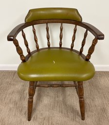 L & B Co. Leather Cushioned Wooden Arm Chair