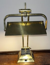 Polished Brass Desk Lamp With Marble/brass Base