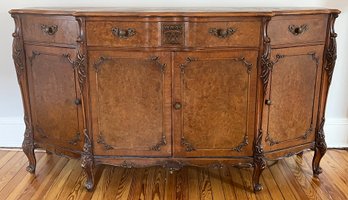 Vintage Batesville Cabinet Co. Solid Burl Wood Buffet With 1 Drawer And Storage