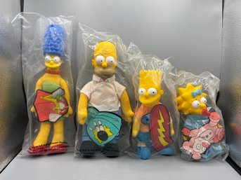 Burger King - The Simpsons Family Plastic Plush Dolls - 4 Total - NEW