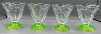 Vaseline Glass Anchor Hocking Sundae Cup Set - 6 Total