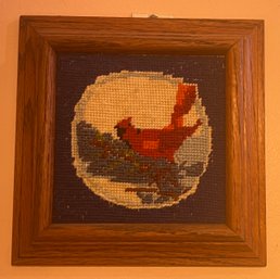 Handcrafted Needlepoint Art Framed - Cardinal