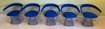 Mid-century Knoll Warren Platner Upholstered Armchairs - 5 Total - Blue