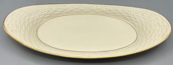 Lenox Ivory Porcelain Weave Pattern Tray Hand Decorated In 24K Gold