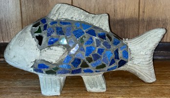 Decorative Cement Mosaic Fish Statue