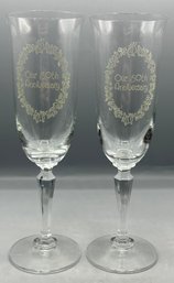 Crystal Champagne Flute Set - 2 Total - Our 50th Anniversary