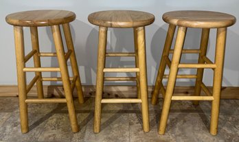 Winsome Solid Wood Bar Stools - 3 Total - Made In Malaysia