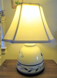 Blue Vine Design Ceramic Table Lamp - Vintage
