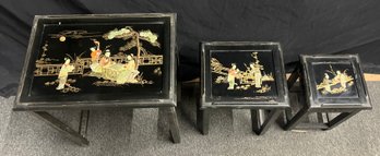 Japanese Black Lacquer Nesting Tables
