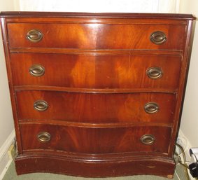 Mahogany Hepplewhite Style Chest, Dresser With Leather Top & 4 Drawers/vintage Brass Drawer Pulls