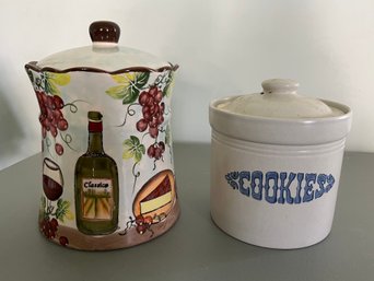 Lorren Home Trends By Lorenzo Canister & Pfaltzgraff Yorktowne Blue Stoneware Cookie Jar - 4 Pieces