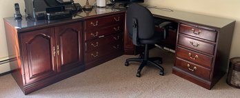 Wooden L-shaped Office Desk/filing Cabinets With Chair