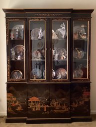 Drexel Styled Chinoiserie Black Lacquer China Cabinet