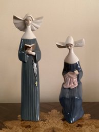 LLADRO Prayerful Moment Nun Figurine & LLADRO Nun Time To Sew - 2 Pieces