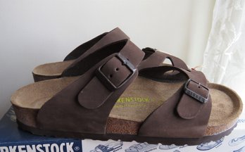 Birkenstock Atlanta Nubuck Mocha Sandals - Leather/natural Cork - Women's Size 10- New In Box