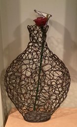 Metal Basket Weave Design Vase