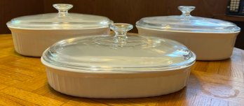 Corning-ware French White Casserole Dishes With Lids - 6 Pieces