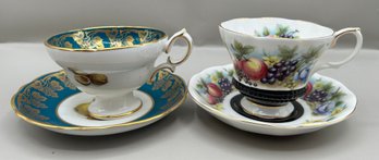 Hammersley Bone China And Royal Albert Bone China Teacups And Saucers, 4 Piece Lot