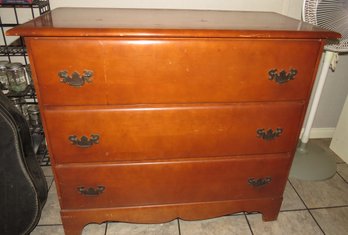 Vintage Maple Dresser With 3-drawers/wood, Vintage Brass Pulls